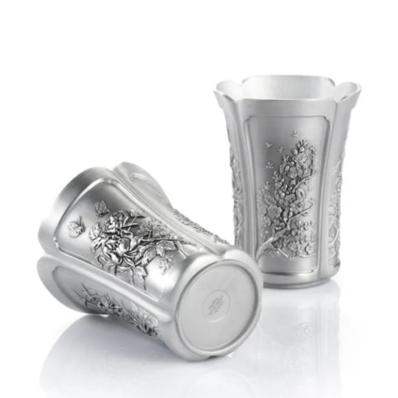 Royal Selangor Pewter Set of 2 Four Seasons Tumblers Cups Beakers New in Box - Picture 10 of 11